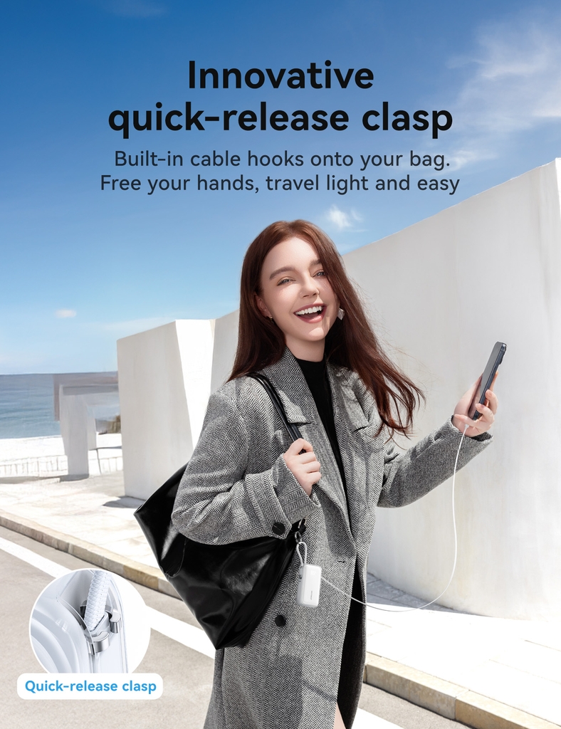 Sạc Dự Phòng Joyroom PR2 35W Mini dây rút C kèm cáp L chứng nhận CCC