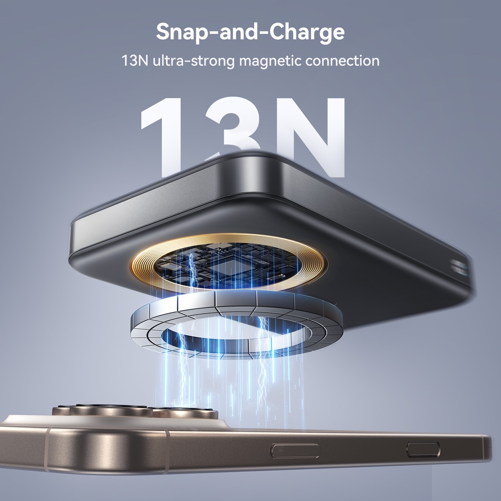 Sạc dự phòng iPhone 22.5W Joyroom PBM12 không dây nam châm tích hợp giá đỡ Ring Holder dùng cho điện thoại không dây iPhone, Samsung
