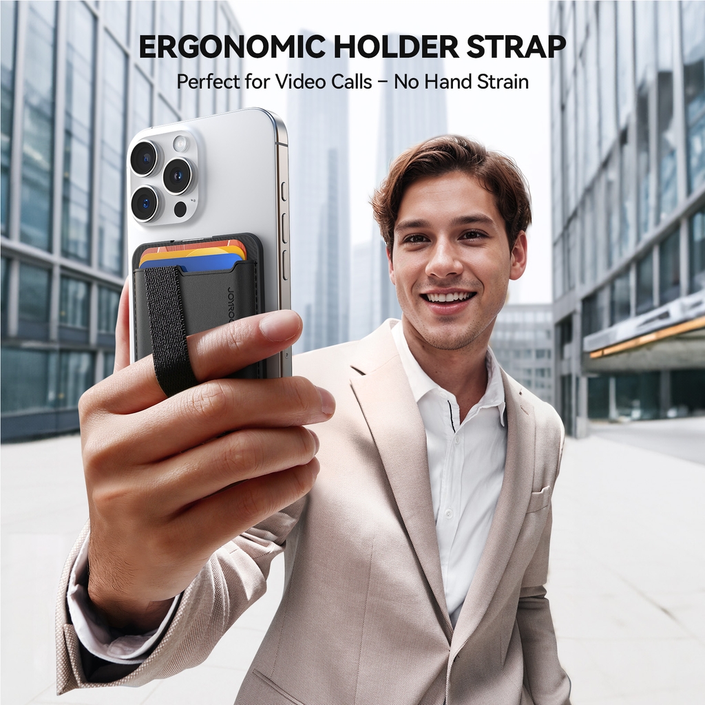 Ví da iPhone Joyroom ZS432 MagSafe Wallet nam châm, aluminum alloy, giá đỡ đa năng