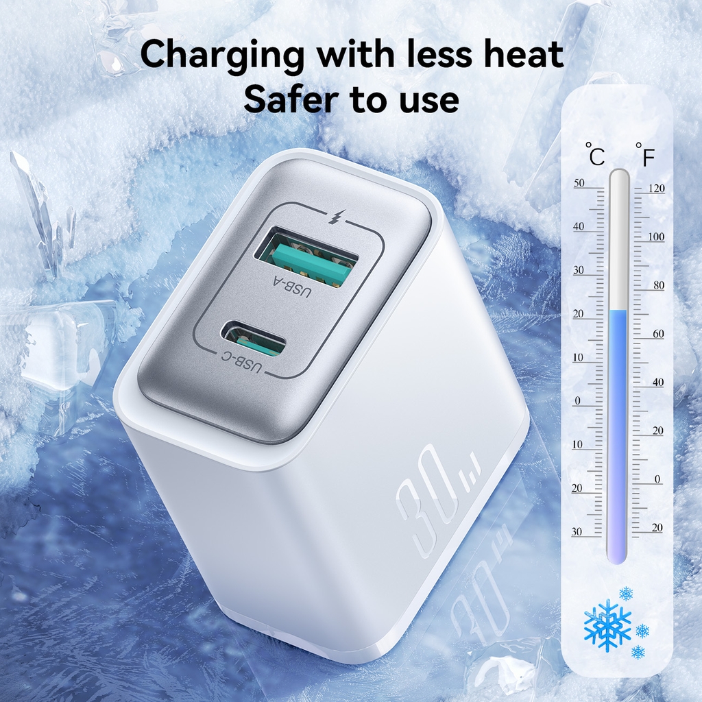 Củ sạc 30W TCF15 Joyroom 2 cổng sạc USB và C dùng cho điện thoại Samsung, iPhone