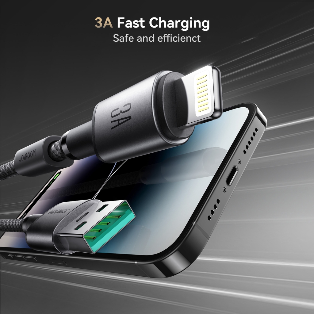 Cáp sạc Joyroom A50 Unlimited tích hợp bộ cố định cáp nam châm sạc nhanh 3A truyền dữ liệu USB to Lightning dùng cho iPhone, iPad