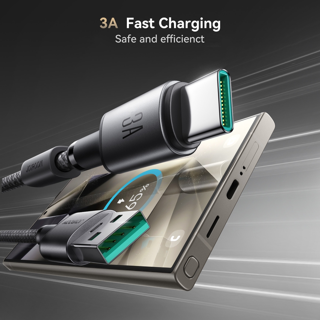 Cáp sạc Joyroom A50 Unlimited tích hợp bộ cố định cáp nam châm sạc nhanh 3A truyền dữ liệu USB to Type C dùng cho iPhone, iPad, Samsung