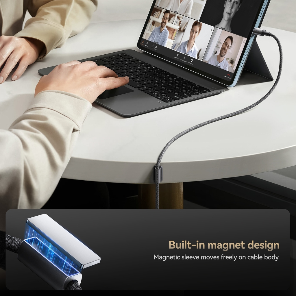 Cáp sạc Joyroom A50 Unlimited tích hợp bộ cố định cáp nam châm sạc nhanh 3A truyền dữ liệu USB to Type C dùng cho iPhone, iPad, Samsung