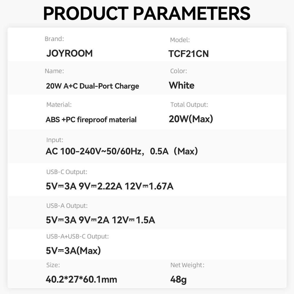 Cóc sạc 20W TCF21 Joyroom 2 cổng sạc A+C