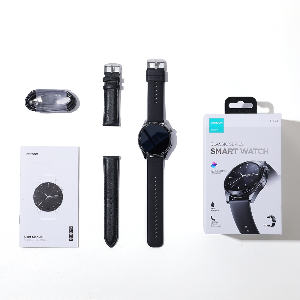 Đồng hồ thông minh Joyroom FC2 Classic Series Smart Watch tích hợp hơn 20 môn thể thao và đo sức khỏe nhịp tim, huyết áp, SPO2 màn hình IPS sắc nét