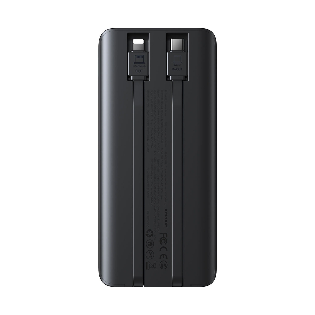 Sạc dự phòng sạc nhanh 22.5W Joyroom PBF19 sử dụng cho điện thoại iPhone, Samsung có màn hình hiển thị và tích hợp 2 cáp sạc