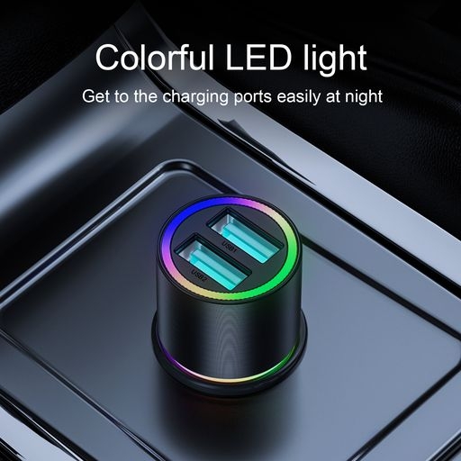 Tẩu sạc ô tô Joyroom CL10 4.8A 2 cổng sạc USB Car Charger có đèn led rgb viền sạc dùng cho xe hơi