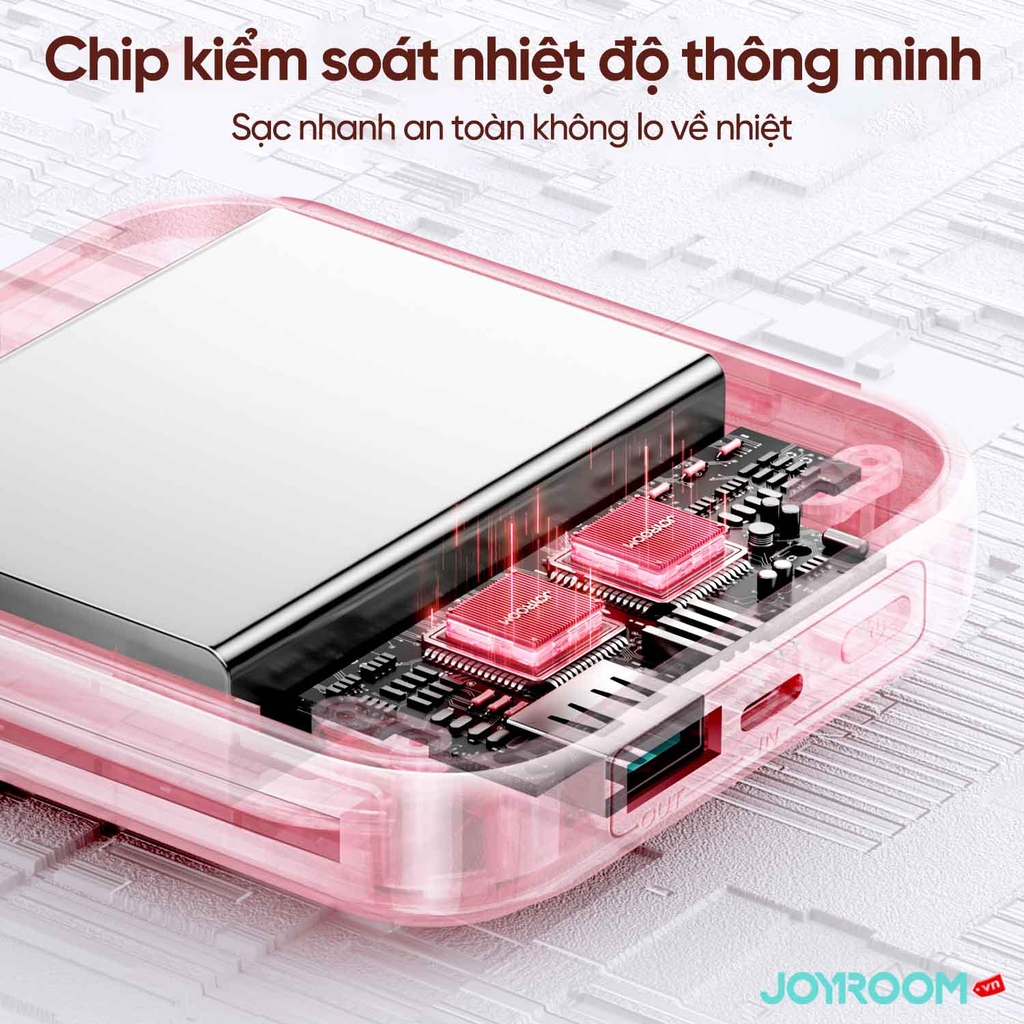 Sạc dự phòng Joyroom Jelly Series 22.5W Power Bank 10000mAh tích hợp 2 dây sạc USBC + iPhone