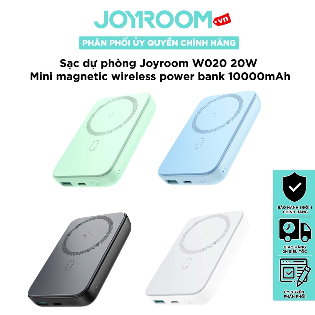 Sạc dự phòng iPhone Joyroom W020 công suất 20W-10000mAh nam châm magsafe với nhiều màu sắc tặng kèm cáp sạc