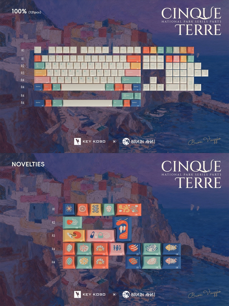 Bộ keycap KeyKobo Cinque Terre (Cherry profile / ABS Double-shot)