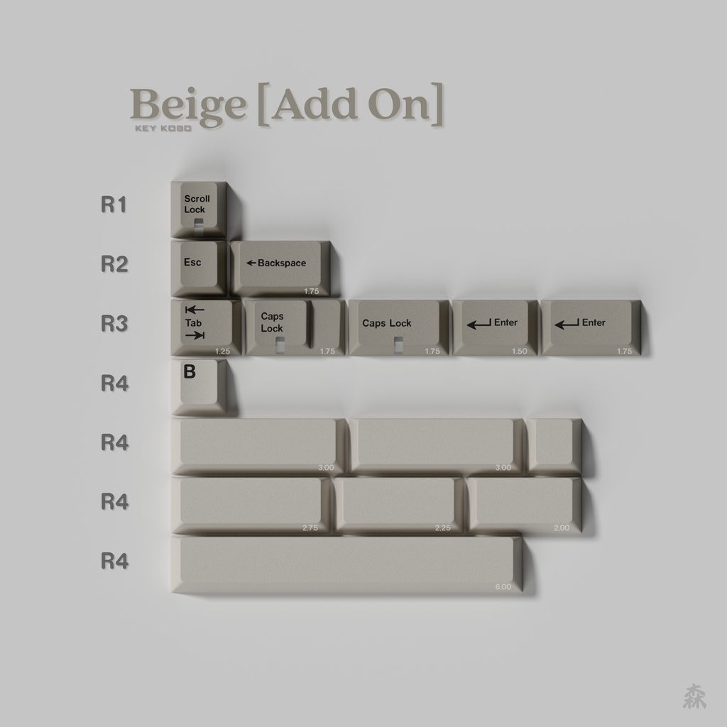 [GB] Bộ keycap Key Kobo Beige (Cherry profile / ABS Double-shot)