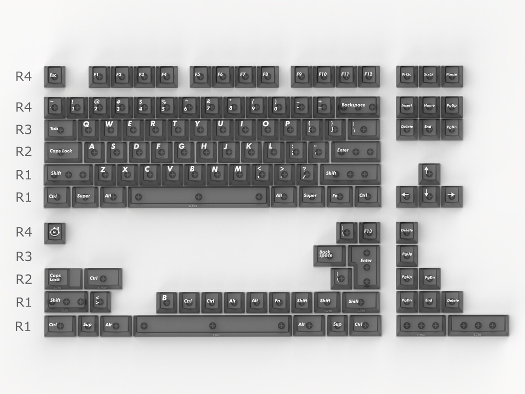 Bộ keycap Aifei Matte Transparent Black (Cherry Profile / ABS)