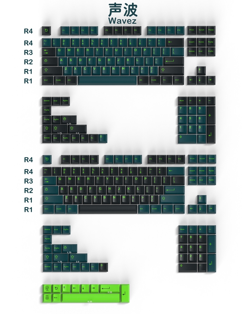 Bộ keycap Aifei Wavez (Cherry Profile / ABS Double-shot)