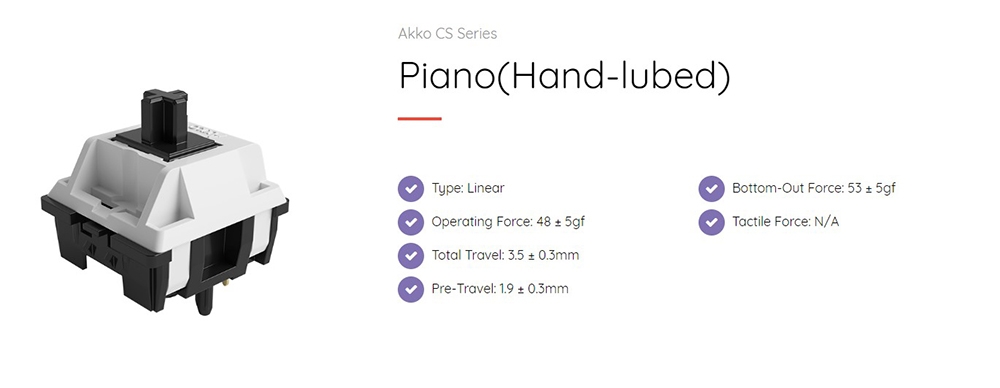 AKKO CS Switch - Piano (5 pin / Pre-lubed / 45 switch)