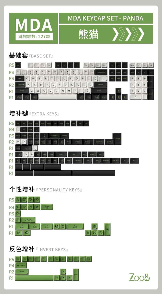 Akko Panda Keycaps (MDA / PBT Double-shot / 227 nút)