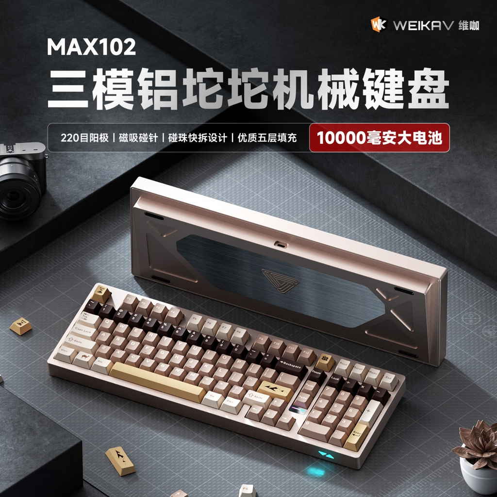 Bàn phím Weikav Max102 - Bàn phím nhôm 3 mode