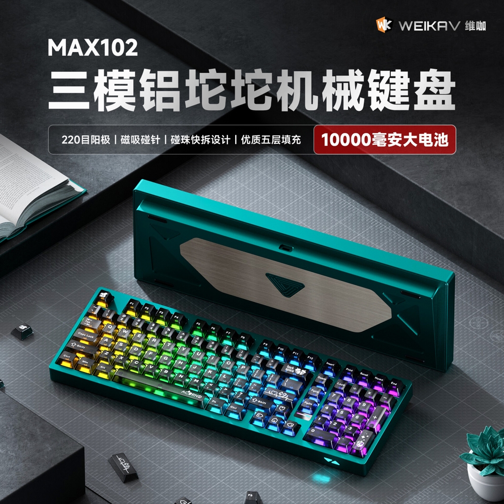 Bàn phím Weikav Max102 - Bàn phím nhôm 3 mode