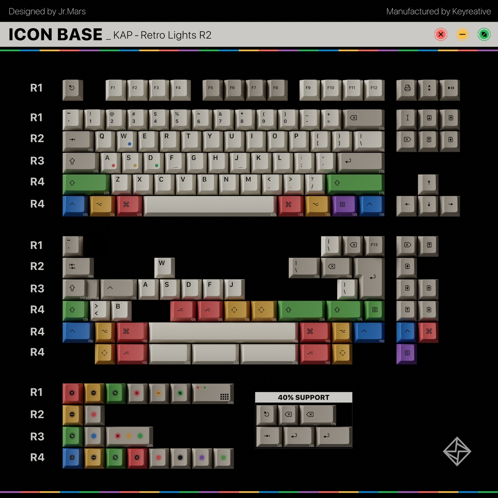Bộ keycap KAP Retro Lights R2 (Cherry profile / PBT Double-shot)