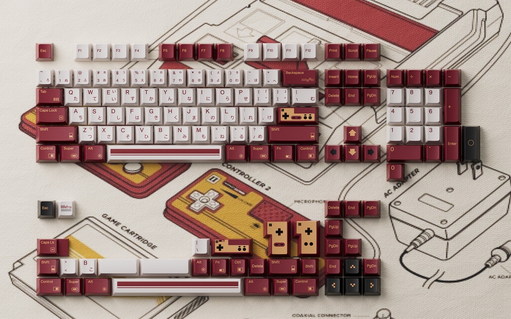 Bộ keycap 80Retros FC1983 (Cherry profile / PBT Ink-Printing + ABS Double-Shot)