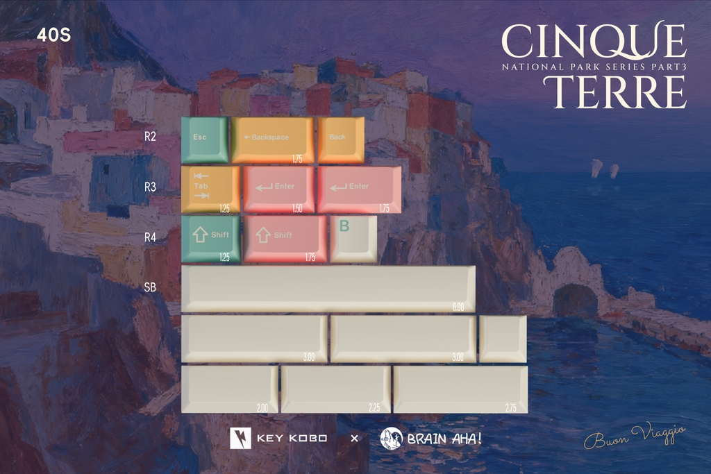 Bộ keycap KeyKobo Cinque Terre (Cherry profile / ABS Double-shot)