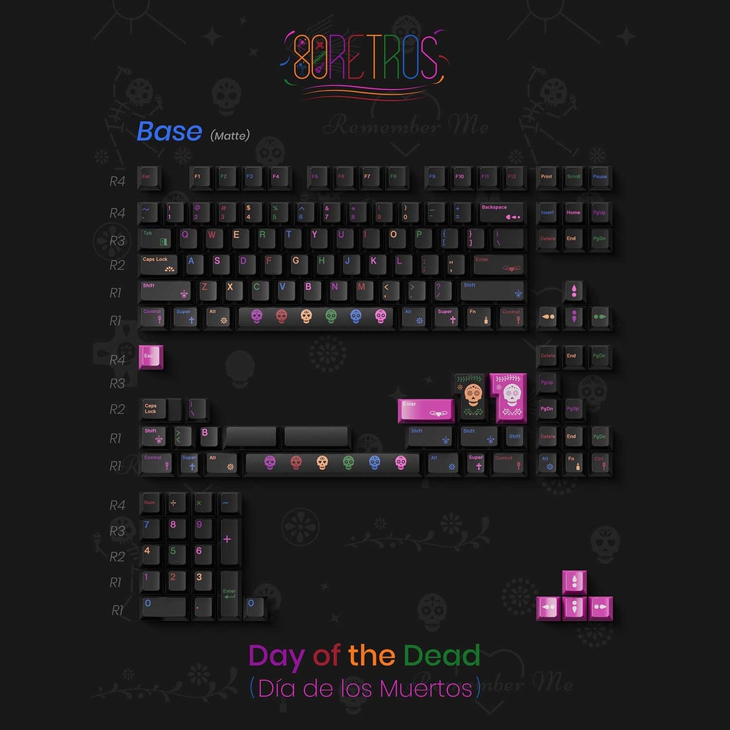 [Pre-order] Bộ keycap 80Retros Day of the Dead (Cherry profile / PBT Ink-Printing)