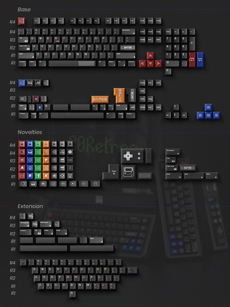 Bộ keycap 80Retros Game 1989 Black (Cherry profile / PBT + ABS)