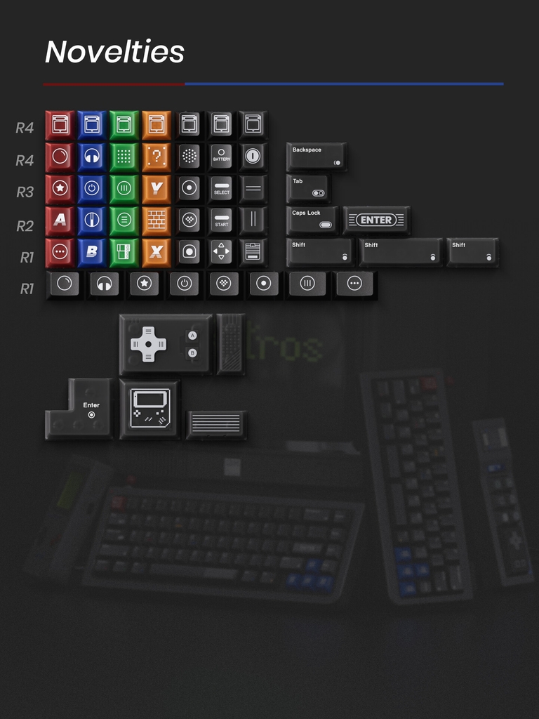 Bộ keycap 80Retros Game 1989 Black (Cherry profile / PBT + ABS)