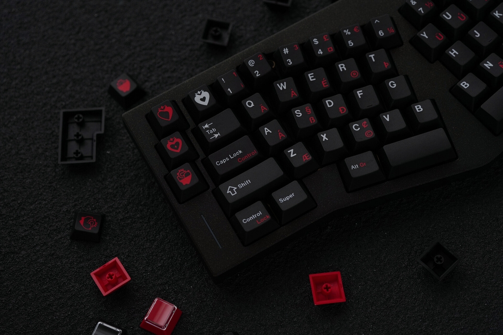 Bộ keycap JKDKeys KM Crimson Heartbreak (Cherry profile / PBT Dyesub)