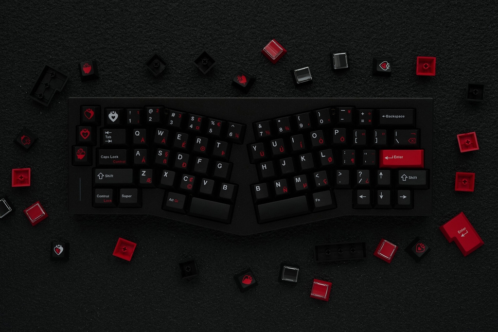 Bộ keycap JKDKeys KM Crimson Heartbreak (Cherry profile / PBT Dyesub)