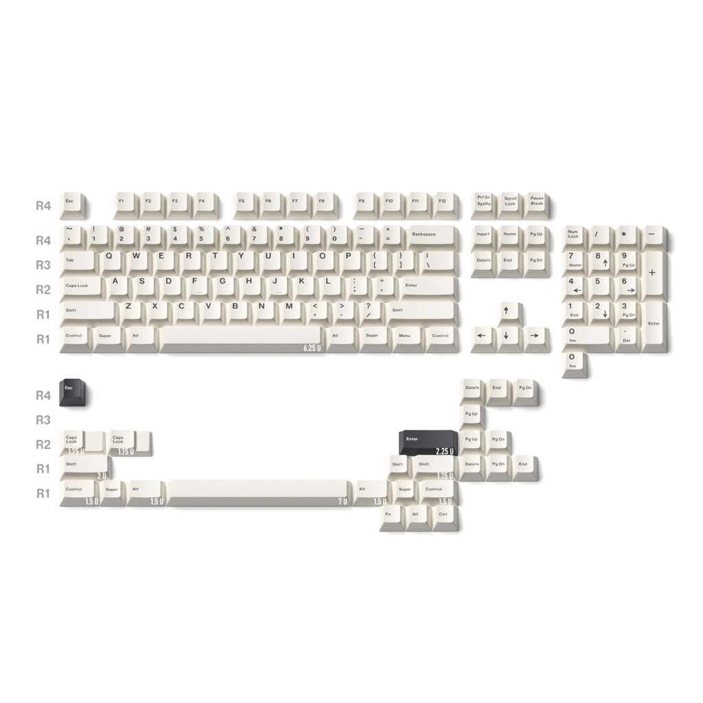 Bộ keycap JKDK Black on White (Cherry profile / PBT Dyesub)