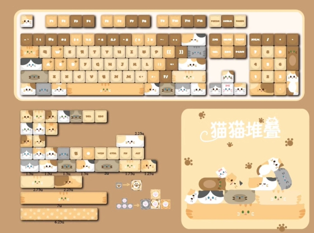Bộ keycap Cute Cat (MAO profile / PBT Dyesub)