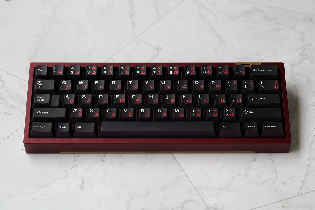 Bộ keycap JKDK White on Black - Red Japanese (Cherry profile / PBT Dyesub)