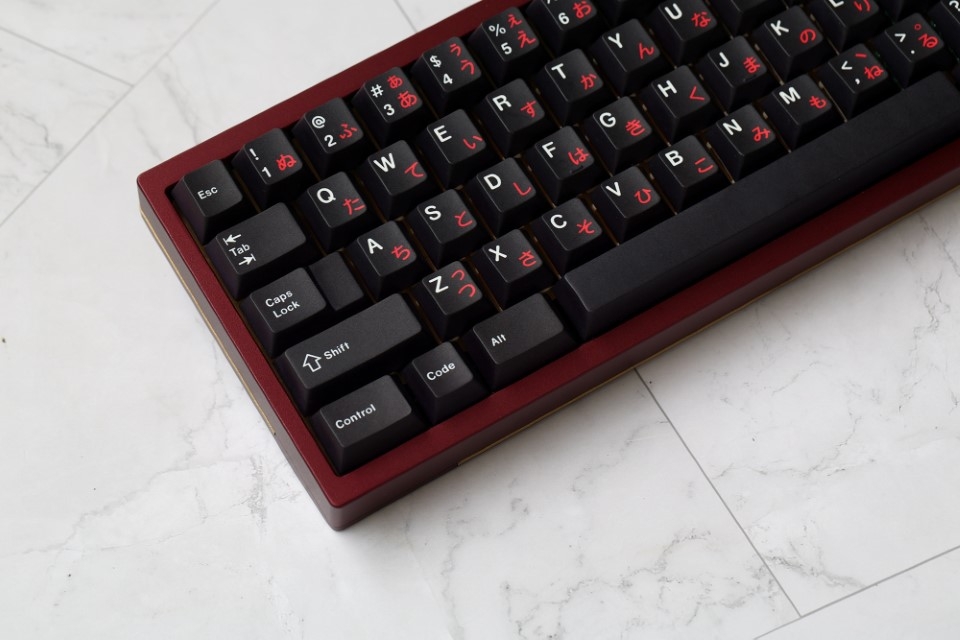 Bộ keycap JKDK White on Black - Red Japanese (Cherry profile / PBT Dyesub)