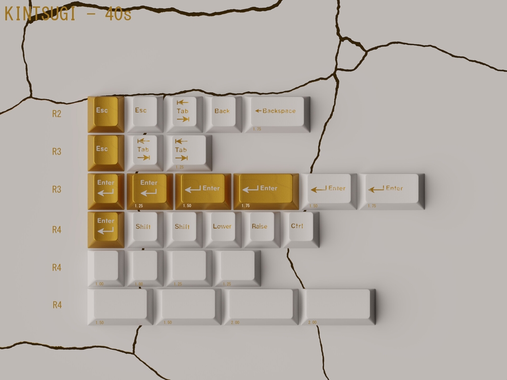 [GB] Bộ keycap Keykobo Kintsugi Shiro (Cherry profile / ABS Double-shot)