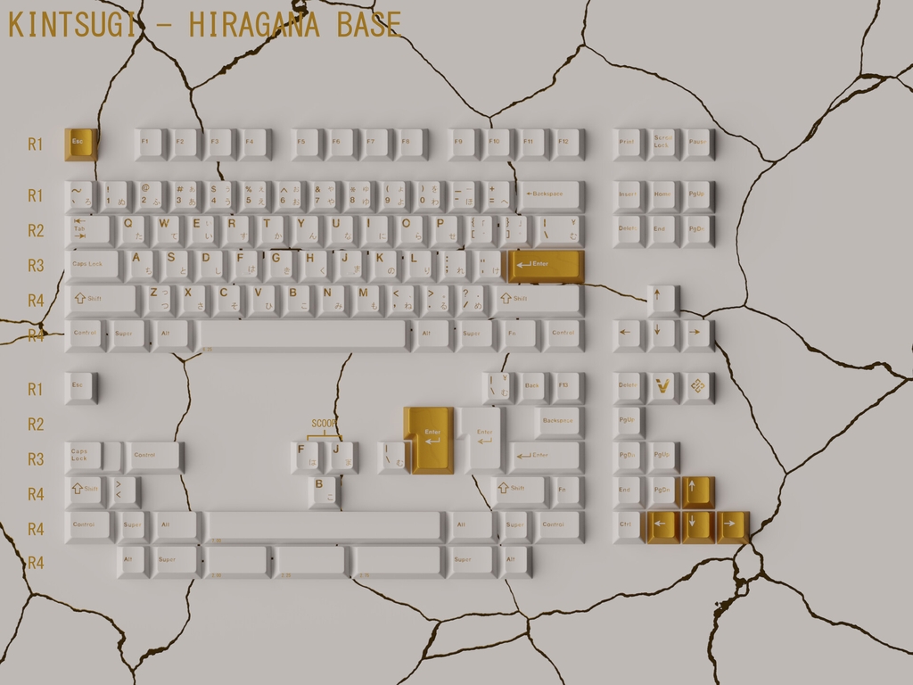 [GB] Bộ keycap Keykobo Kintsugi Shiro (Cherry profile / ABS Double-shot)