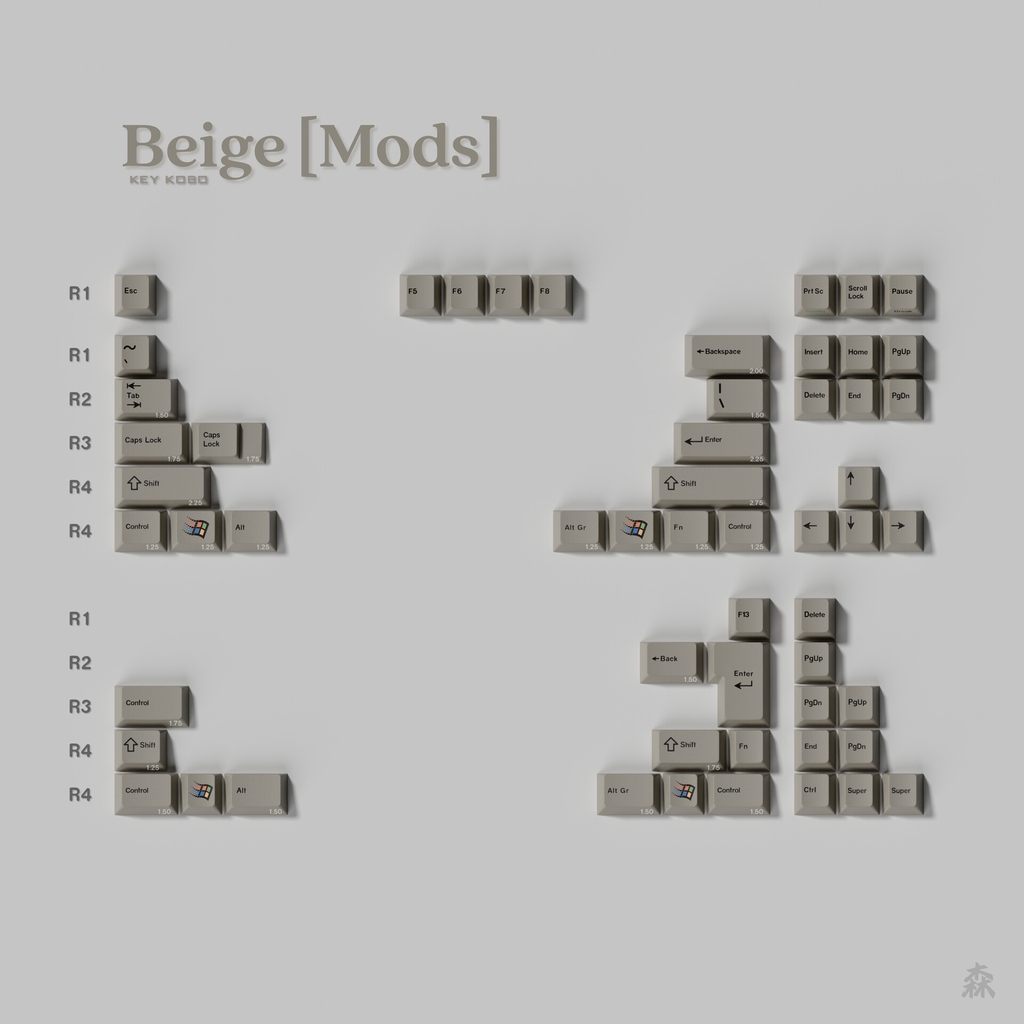 [GB] Bộ keycap Key Kobo Beige (Cherry profile / ABS Double-shot)