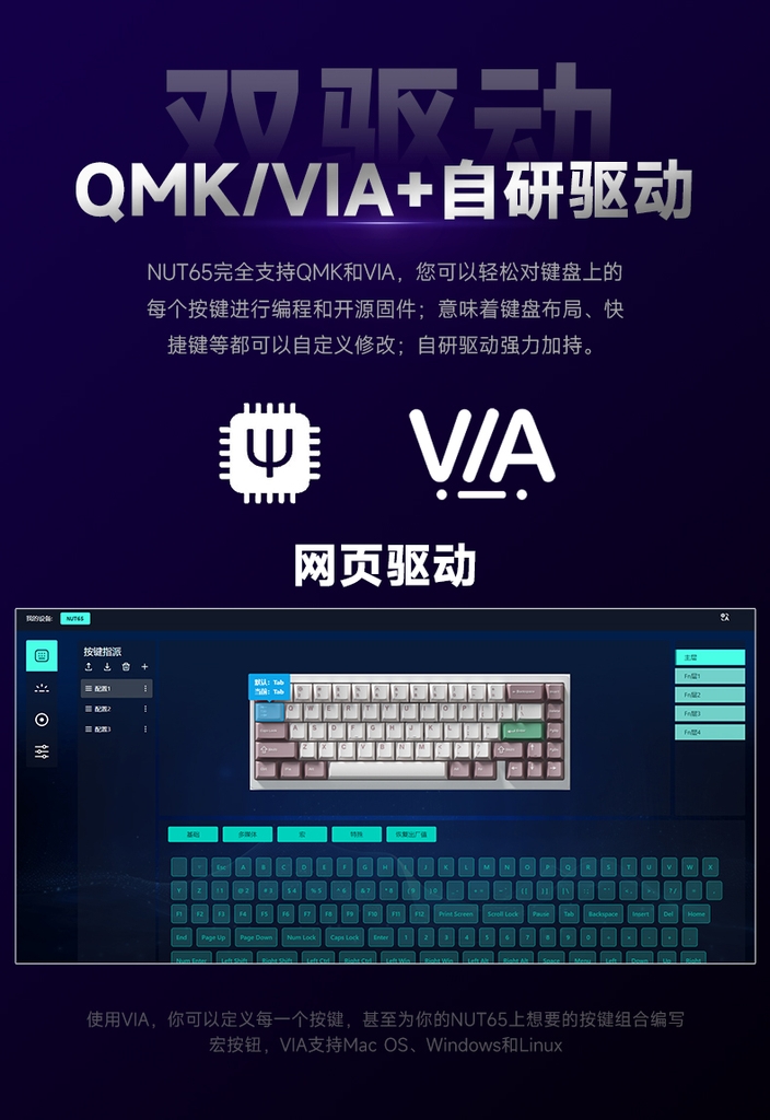 [Pre-order] Nut65 - Kit bàn phím cơ nhôm 3 mode LED RGB