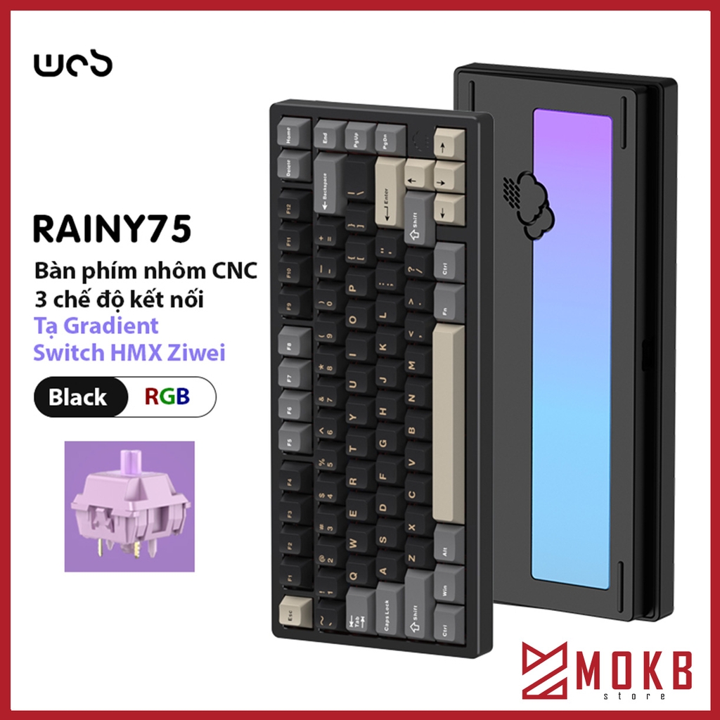 Rainy75 - Bàn phím cơ nhôm 3 mode