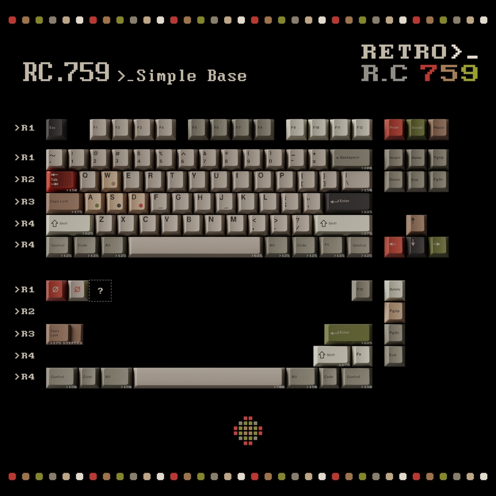 Bộ keycap Key Kobo Retro R.C 759 (Cherry profile / ABS Double-shot)