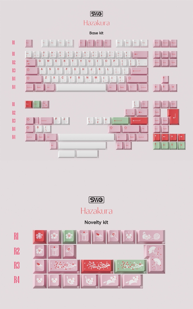 [GB] Bộ keycap SWG Hazakura Light (Cherry profile / ABS Double-shot)