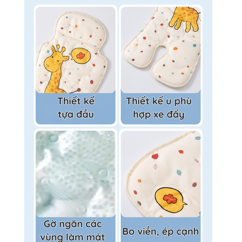 Đệm Gel Làm Mát Lót Xe Đẩy Cho Bé Gel Lạnh An Toàn Cho Bé Thoáng Mát Tức Thì