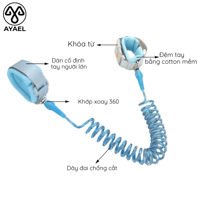 Dây Đai Chống Lạc Khóa Cảm Từ Chống Cắt Đảm Bảo Dắt Bé Đi Dạo An Toàn Bảo Vệ Bé