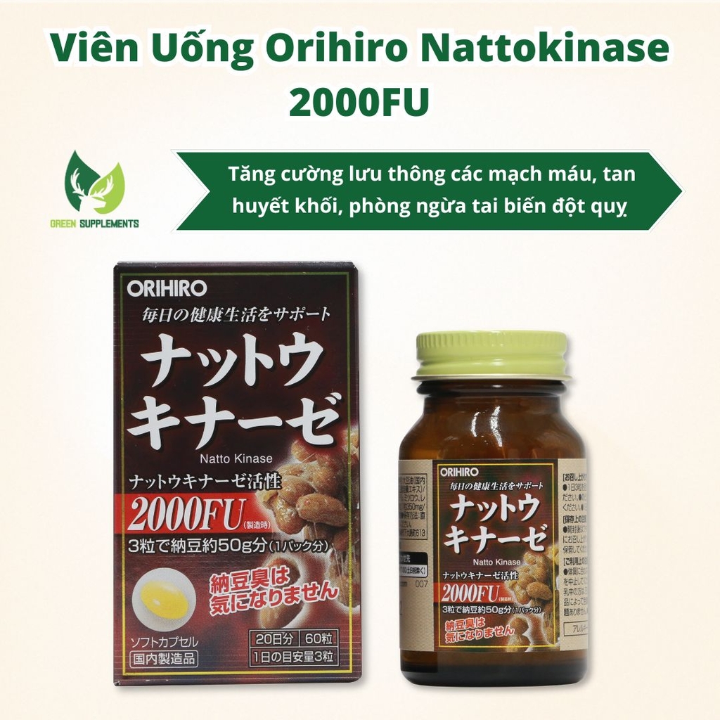 Viên Uống Phòng Ngừa Tai Biến Đột Quỵ Orihiro Nattokinase 2000FU