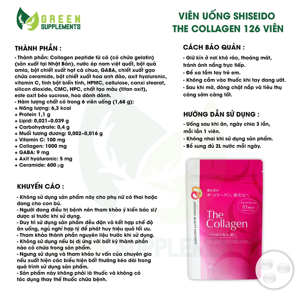 Viên Uống Shiseido The Collagen 126 Viên