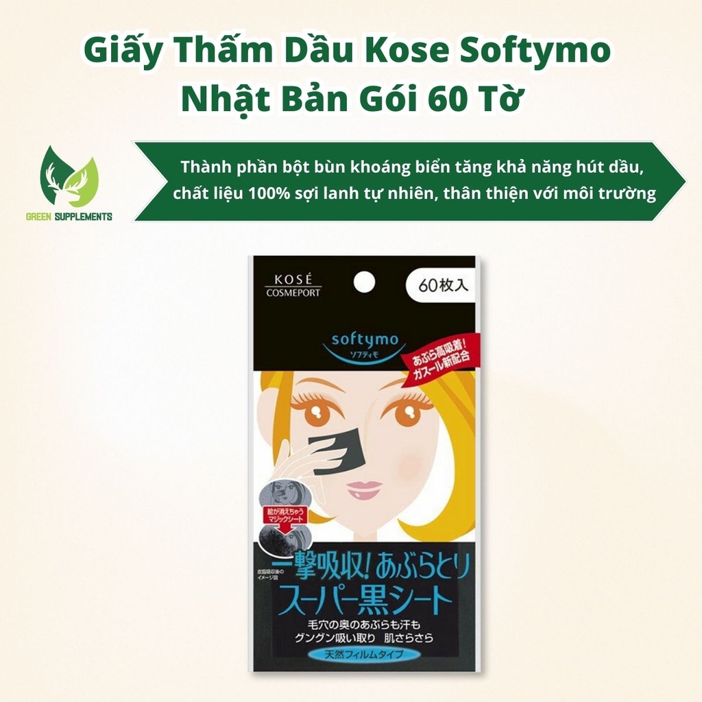 Giấy Thấm Dầu Kose Softymo Nhật Bản Gói 60 Tờ