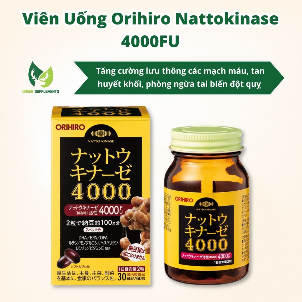 Viên Uống Phòng Ngừa Tai Biến Đột Quỵ Orihiro Nattokinase 4000FU