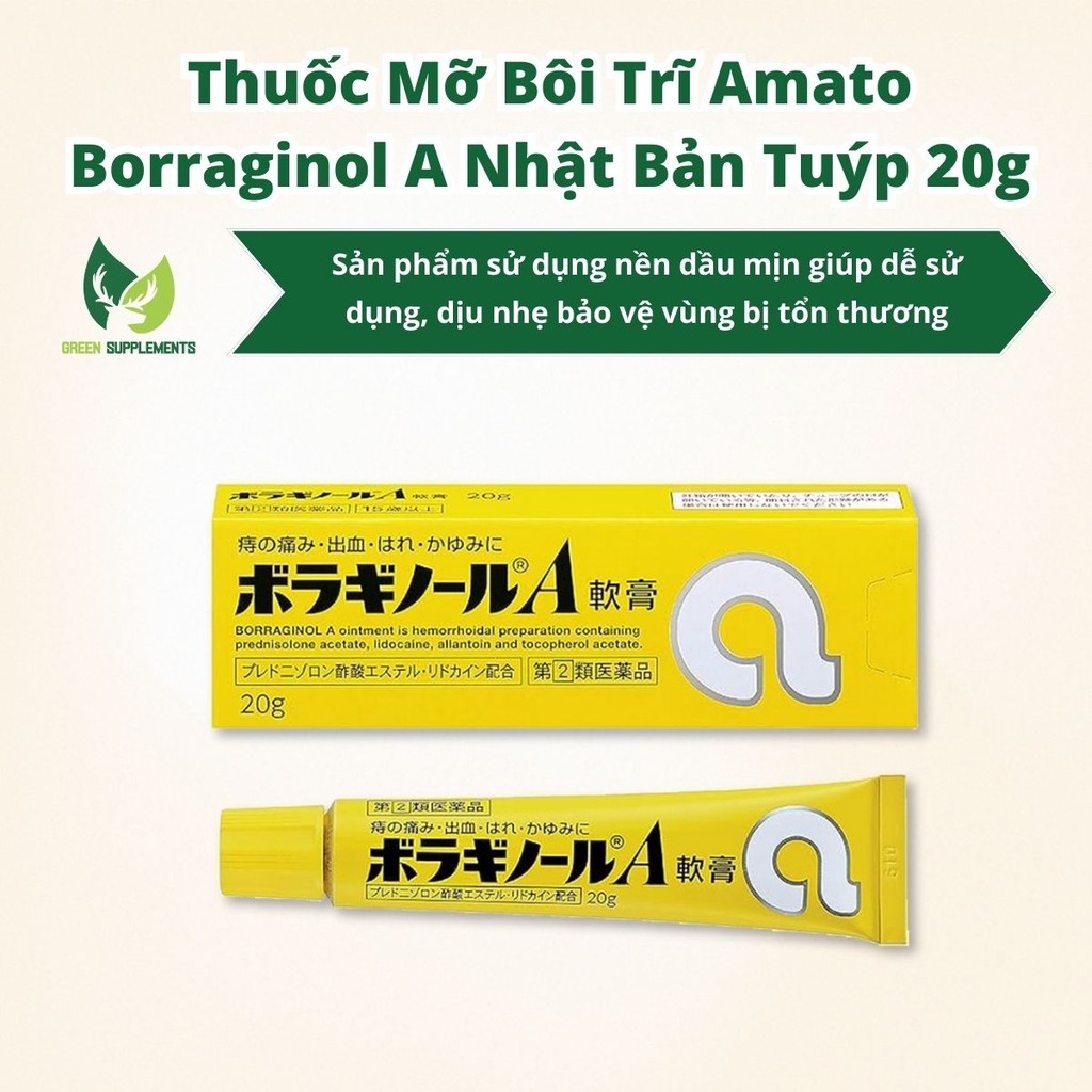 Thuốc Mỡ Bôi Trĩ Amato Borraginol A Nhật Bản Tuýp 20g