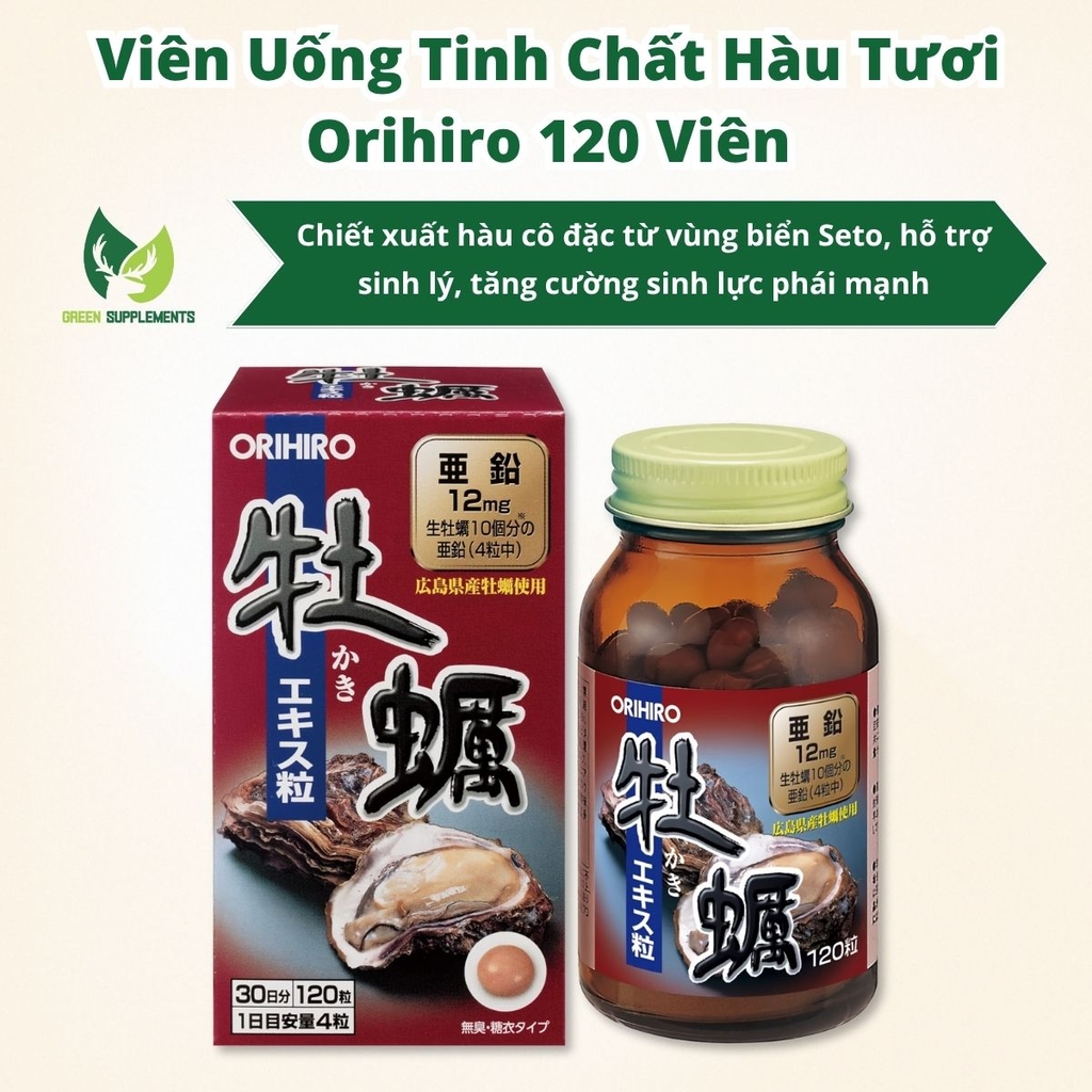 Viên Uống Tinh Chất Hàu Tươi Orihiro Hỗ Trợ Sinh Lý 120 Viên