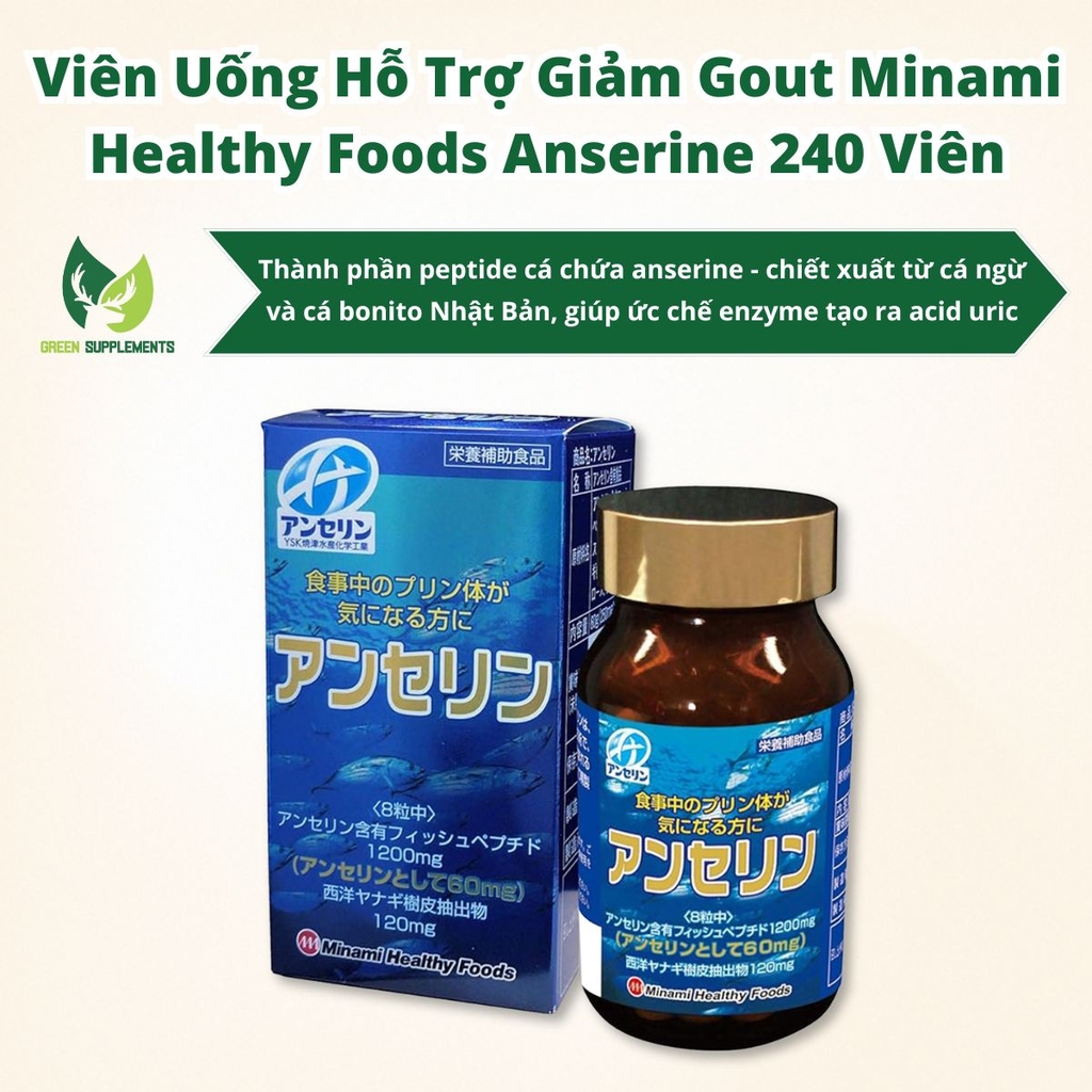 Viên Uống Hỗ Trợ Giảm Gout Minami Healthy Foods Anserine 240 Viên