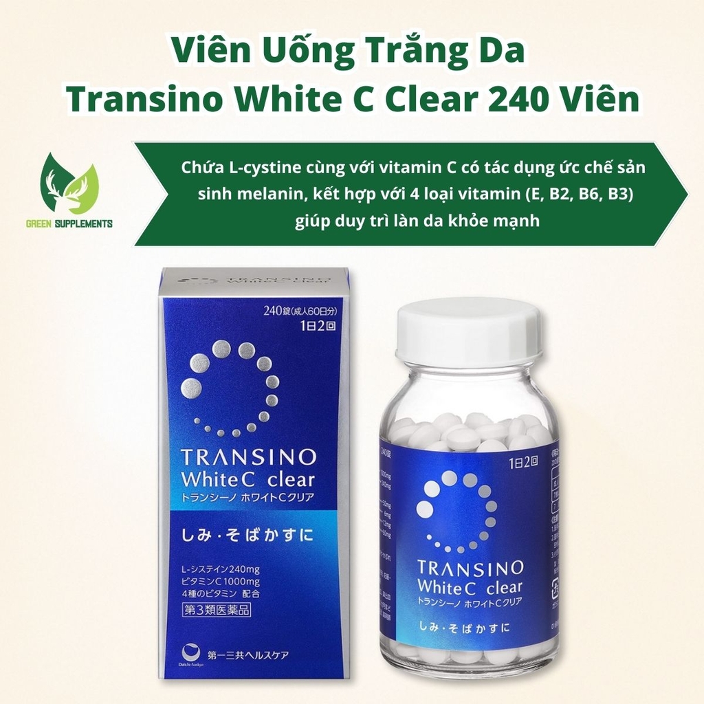Viên Uống Trắng Da Transino White C Clear